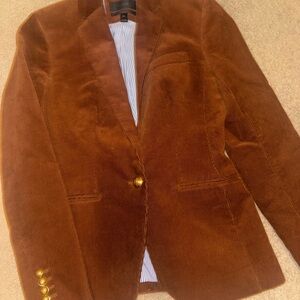 Women’s J Crew Brown Corduroy Campbell Blazer Jacket. Gold Buttons, Preppy 00